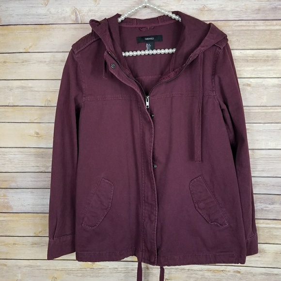 Forever 21 Jackets & Blazers - Forever 21 oversized maroon utility jacket coat